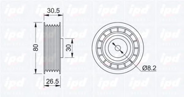 IPD 15-0458 Deflection/Guide Pulley, v-ribbed belt
